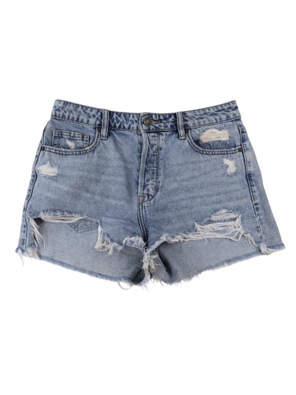 Hidden High Rise Distressed Denim Cutoff Shorts Light Wash Medium